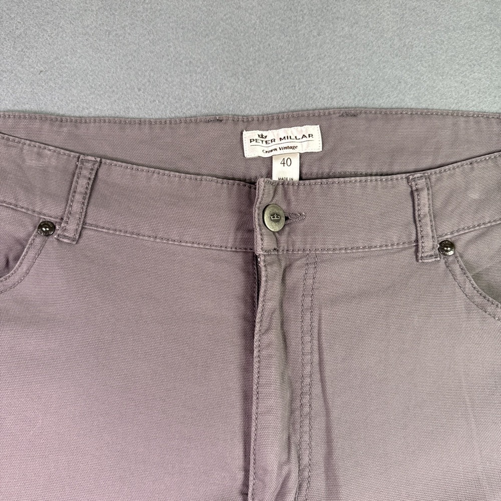 Peter Millar Crown Vintage Canvas Pants Mens 40 Gray 5 Pocket Chino JEANS - Picture 3 of 8